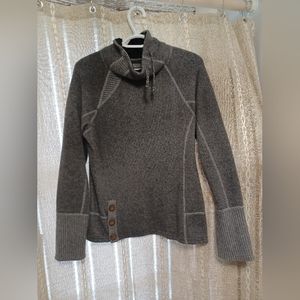 Prana Mattea Asymmetrical Sweater — Size Large Polyester and Recycled Wool